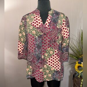 J. Jill • Patchwork Paisley Printed Rayon Tunic Top